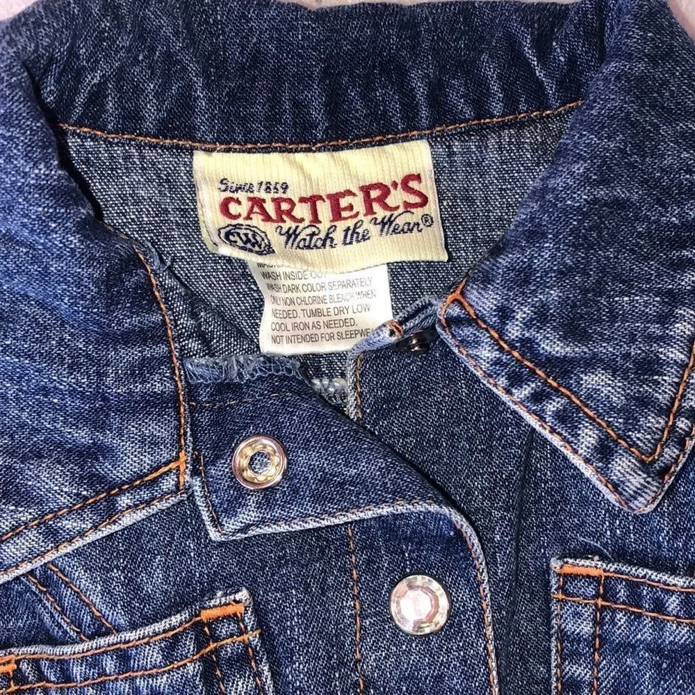 Excellent Vintage Girls 18M Carters Denim Dress